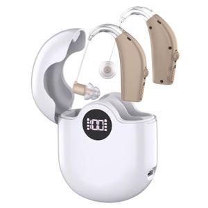 Hearing Aids, Rechargeable Hearing Aids for Seniors, Hearing Amplifiers with Noise Cancelling & Volume Control-Hearing Aid Loss Amplifier Seniors & Adults Charging Case-Beige