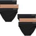 Hanes Women's Originals Seamless Stretch Rib Bikini Panties Pack, Assorted Colors, 6-Pack, M