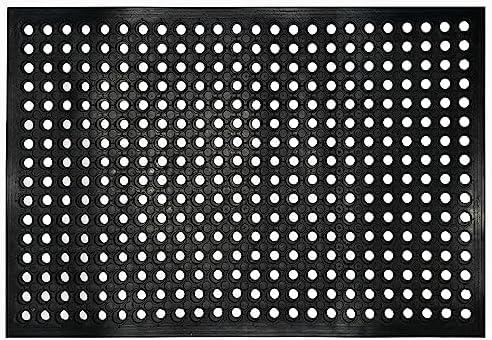 Nexboraque Anti Fatigue Rubber Floor Mats, 24 x 36 Inch Non-Slip Restaurant Mat Door Mat Drainage Mat for Indoor Outdoor Wet Area, Pool Entry, Garden - Black
