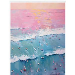 2Pcs Pink Blue Beachy Wall Art Summer Coastal Surf Posters Prints Preppy Beach Aesthetic Wall Decor Picture Girly Dorm Apartment Decoration Unframed 12x16in