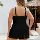 Jolefille Plus Size Swimdress for Women Modest One Piece Swimsuit Tummy Control Swim Dress Skirt Slimming Curvy Bathing Suit (Black, 4XL)