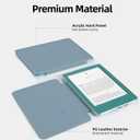 MOROCK Case for 7" Kindle Paperwhite(12th Generation-2024 Released), Fits Kindle Colorsoft Paperwhite Signature Edition, PU Leather and PC Clear Acrylic Back Cover, Auto Sleep/Wake, Misty Blue