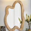 AAZZKANG Asymmetrical Wall Mirror Rustic Wooden Framed Large 24"x16"
Irregular Hanging Mirrors for Bathroom Bedroom Living Room Hallway Entryway