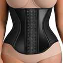 FeelinGirl Waist Trainer for Women Tummy Control Working Out Shapewear Latex Glossy Waist Cincher with Adjustable Hooks (Black), XL