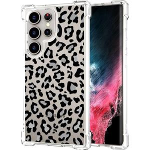 Hungo Galaxy S24 Ultra Case Leopard Cheetah Cute Clear Design, Girly for Women Girls Floral Transparent Case Compatible with Samsung Galaxy S24 Ultra Leopard Cheetah Print