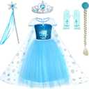 Party Chili Princess Costumes Birthday Dress Up for Little Girls with Crown,Mace,Gloves Accessories 3-12 Years