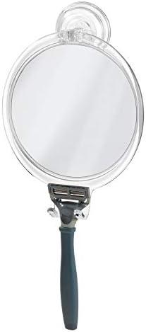 iDesign Plastic Power Lock Suction Shower Shaving Razor Holder, Fog-Free Bathroom or Tub, 6" x 2" x 7", Mirror-Round