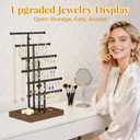 EsLuker.ly Necklace Earring Holder Organizer Display Jewelry Tree Stand | Adjustable Rack with Stable Wooden Storage Base for Women Vendors, 6 Tier Large Bracelet Bangle Tower, Stress-Free Mornings