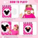 Cute Mouse Birthday Party Decoration Game, pin The Bow on The Mouse with 24 Stickers, Pink Poster Party Favors,Kids Games,Party Games (Pink)