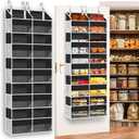 Over The Door Organizer 5 Tiers, Extra Large Behind Door Storage of 10 Compartments, 80 lbs Weight Capacity Hanging Storage Organizer with Clear Window Kids Toys, Shoes, Diapers, Room Storage (Black)