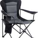EVER ADVANCED Folding Camping Chair with High Back Padded 2 Pack Oversized Portable Lawn Chairs Lightweight Sturdy Steel Foldable Outdoor Camp Chair for Adults, Black