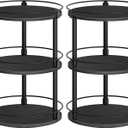 YATINEY Spice Rack, Set of 2 Lazy Susan Organizer, 3 Tier Turntable Organizer For Cabinet, Compact and Versatile, for Kitchen Countertop, Black SR23L2BB
