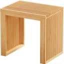 Small Bamboo Dining Bench, 17inch Farmhouse Decor Indoor Kitchen Table Bench, Entryway Shoe Rack Bench, Outdoor Bench, Solid Bamboo Benches for Living Room, Hallway, Bedroom (Natural)