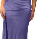 Memoriesea Women's Sexy Strapless Tube High Slit Ruched Party Cocktail Maxi Dress (Purple) M
