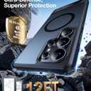 TORRAS Strong Magnetic & Seamless Stand for Samsung Galaxy S25 Ultra Case, Fit for MagSafe, MilGrade Drop Protection, Kickstand for Samsung Galaxy S25 Ultra Case, Translucent Back/Black Edge