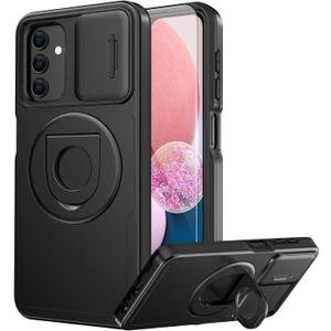 FUNMIKO for Samsung Galaxy S20 FE Case with Sliding Camera Lens Protection and Screen Protector,Magnetic Kickstand,Shockproof Protective Phone Cover for Men Women Girls,Black
