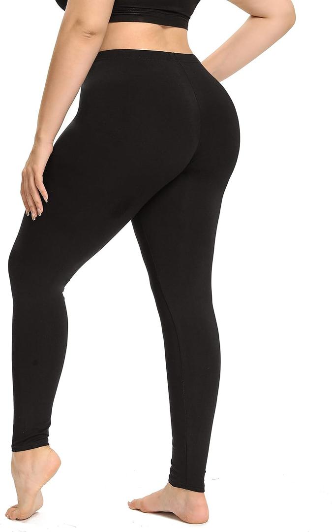 ELISS Women's Plus Size Leggings Stretch Modal Full Length Pants XL 2XL 3XL  (Black)