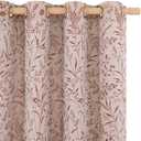 BGment Linen Curtains for Living Room 84 Inches Long - Fall Jacquard Botanical Leaf Floral Branch Vintage Cottage Core Farmhouse Light Filtering Rustic Window Drapes, Terracotta, Each 52 Inch Wide