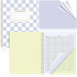 2 x Affrolling Checkerboard Carbonless Lab Notebook Student Cute Carbon Copy 8.5'' x 11'' 25 Sets of Pages 53 Pages Total Laboratory Engineering Chemistry Computation Science Grid Women(Blue Checkered)