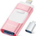 MFi Certified 256GB iPhone Flash Drive, Photo Stick Memory Stick for iPhone iPad, USB Thumb Drive for Photos Videos Transfer & Backup, External Storage Compatible for iPhone/ Android/ PC/ Mac (Pink)