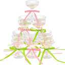 Maxdot 20 Sets A Tini Bit Older Party Supplies 5 oz Espresso Martini Glasses Acrylic Coupe Glasses Champagne Tower with Bows for Espresso Martini Birthday Bachelorette Decoration(Pink, Green)