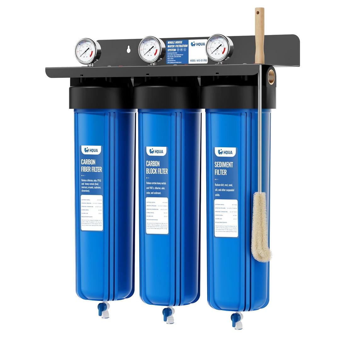 WF3-01 3-Stage Whole House Water Filtration System, Reduces Heavy Metals (Lead, Mercury, Copper, Nickel, Chromium), Chloramine, Sediment, Odor, and VOC’s (PRO)