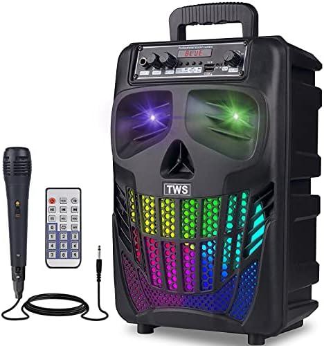 E I F E R Cool Skull Bluetooth Speakers, Portable Wireless Speaker, Compatible with Smartphones and Tablets, Suit for Home Garden Party, Black, 50W, 8-Inch