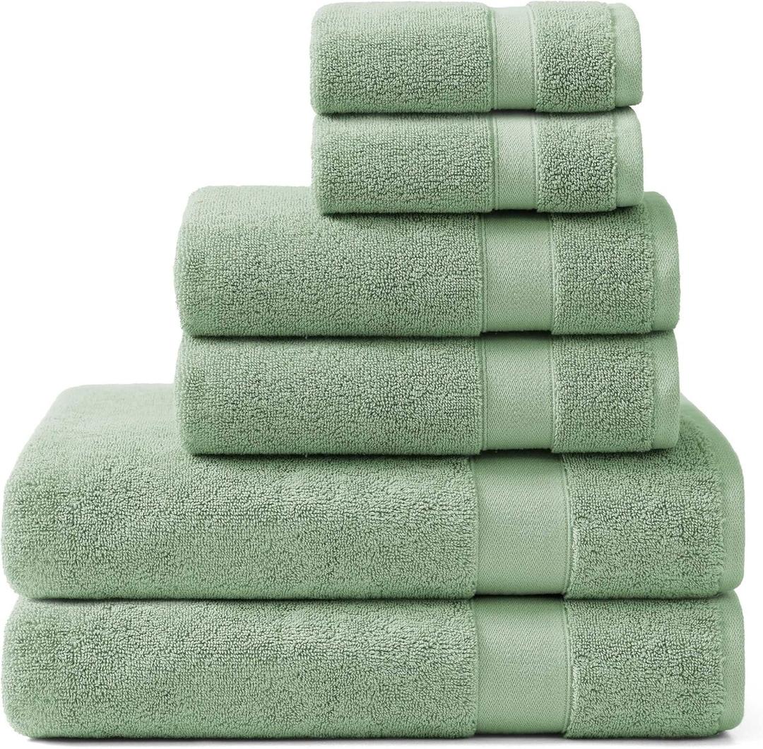 Tommy Bahama - Bath Towels, Soft & Absorbent 100% Cotton Terry Towel Set, 6 Piece Set w/Bath, Hand & Washcloths Towels (Pineapple Bay Green)