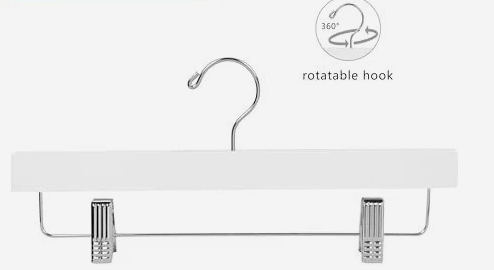 Deluxe Wooden Pants Hangers Solid Wood Bottom Jeans Hanger Skirt Hanger with 2-Adjustable Clips 2 Pack
