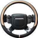 COFIT Breathable Car Steering Wheel Cover 16 inch Auto Universal Leather Wrap Non-Slip Steeringwheel Protector Automotive Interior Accessories, Beige (Suit for 15.5-16 inch) (2.Beige [with Airholes])