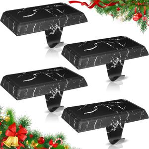 Zhengmy 6 Pcs Christmas Stocking Holders for Mantle Weighted Stocking Holder Fireplace Hangers for Xmas Holiday Party Decoration (Black Marble)