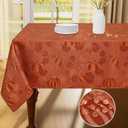 Smiry Rectangle Thanksgiving Tablecloth, 60x84 Inch Fall Waterproof Damask Table Cloth, Autumn Leaves Fabric Jacquard Table Covers for Harvest Parties, and Holiday Dinner, Terracotta/Rust
