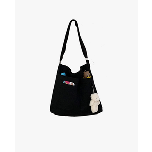 Cotton Canvas Tote Bag,Women Hobo Shoulder Bag Crossbody Handbag with 3 External Pocket,Zipper Closure