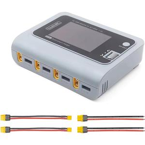 ToolkitRC Q4AC RC Battery Charger 4x50W 4 Ports 1-4S Lipo AC DC Smart Charger XT60 with XT30 Adapters for RC Battery Balance Charger