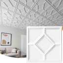 WOWSTAR 12-Pack 24"x24" Drop Ceiling Tiles, 3D Decorative Glue Up Ceiling Tiles, White