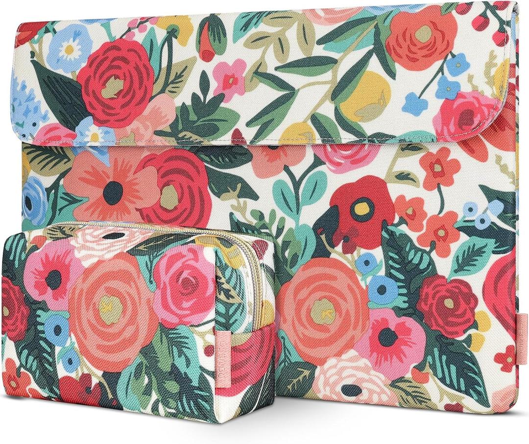 DOMISO 17 inch Laptop Sleeve Protective Case Cover Compatible with 17-17.3 inch HP Dell ASUS Lenovo Chromebook,Waterproof Computer Cases Bag with Accessory Pouch,Rose