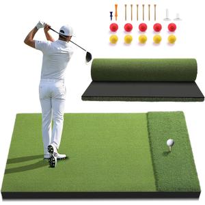 Fanshaw Premium Dual Golf Mat 5x4FT 40mm Thickened for Practice | Durable Golf Hitting Mat: Tee, Fairway & Rough Turf for Driving & Chipping, Indoor & Outdoor Backyard&Simulator Training