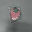 Cute Fruit Charm Leather Zipper coin purse With Keychain,Coin Organizer, Mini Fashion Accessory Leathe Storage Bag for Women (Strawberry)