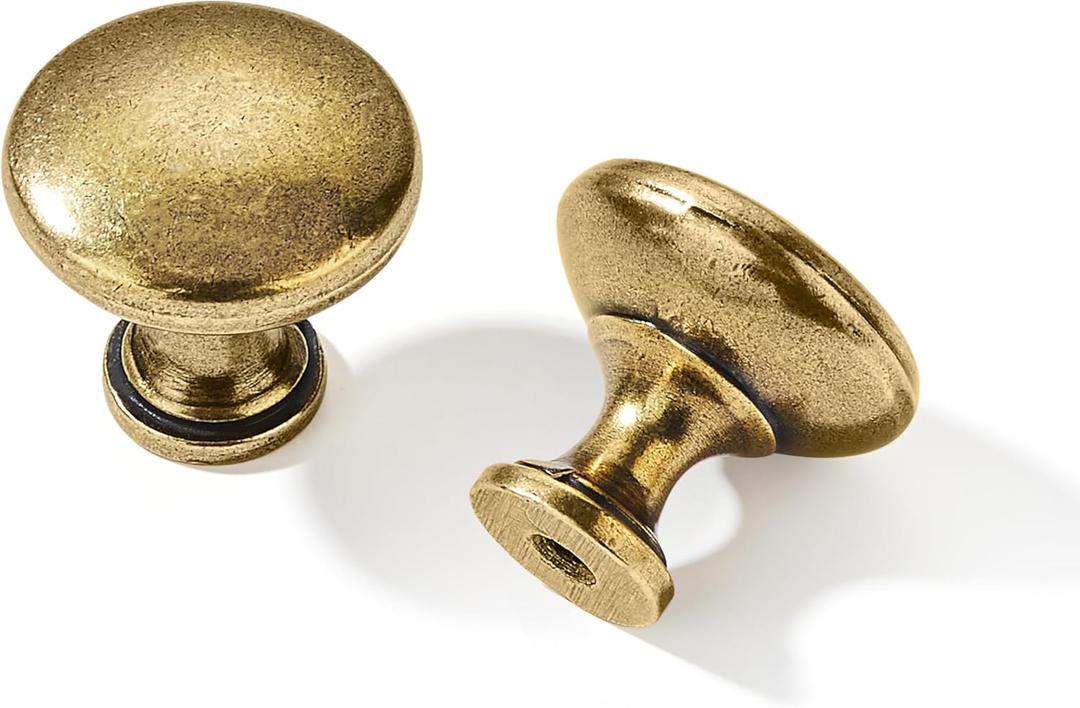 khtumeware 15 Pack Burnished Antique Brass Cabinet Knobs 1-1/4 inch (32 mm) Diameter Antique Bronze Drawer Knobs Vintage Cabinet Hardware
