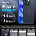 Magnetic for iPhone 16 Pro Max Case,Upgraded [Full Camera Protection][Compatible with Magsafe][Mil-Grade Protection] Shockproof Translucent Matte Phone Case for iPhone 16 Pro Max,Midnight Blue