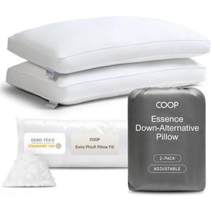 Coop Home Goods Essence Down Alternative Pillow Set of 2, Queen Size, Best Pillows for Sleeping, Adjustable Alternative to Down Pillows, Luxury Hotel Pillow for Back, Stomach or Side Sleepers