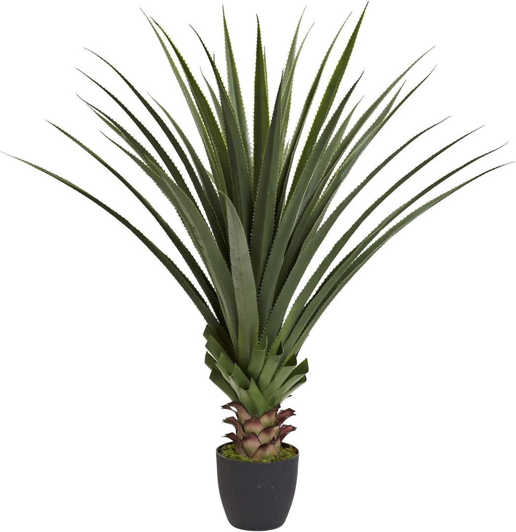Nearly Natural 4ft Artificial Spiked Agave Plant, Faux Succulent Greenery for Indoor Decor
