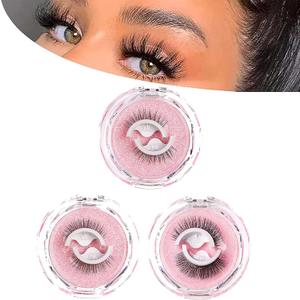 Ykecfpry Lash Buddy Self-adhesive Eyelashes,2023 New Snap on Lashes,3 Pairs Lash Buddy Eyelashes Snap on No Adhesive (3*Natural)