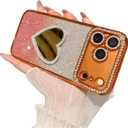 DAKORIE for iPhone 17 Pro Max Case Glitter Love Mirror Cute Bling Sparkly Rhinestone Cover for Women Girls for iPhone 17 Pro Max 6.9 inch - Orange