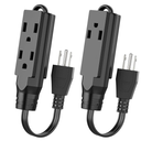 1 Ft Short Power Extension Cord, HICITY 3 Outlet Extension Cord, 3 Prong Grounded Wire, SJT 16 AWG Flexible Power Cord, 13 Amp, 125V, 1625 Watts, Black - 2 Pack