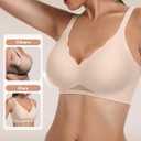 habibee Bras for Women Wireless Seamless Jelly Bras Full Coverage Push Up Bralettes Comfortable Scalloped T Shirt Bra (Black, S)