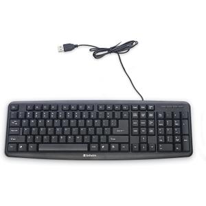 Verbatim Slimline Wired Keyboard USB Plug-and-Play Numeric Keypad Adjustable Tilt Legs Corded Full-Size Computer Keyboard Compatible with PC, Laptop - Frustration Free Packaging Black 99201