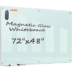 KIZZBY Glass Dry Erase White Board - Magnetic Boards for Wall, 72"x48" Large Frameless Whiteboard for Office, Home & School