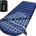 0 Degree Sleeping Bag 100% Cotton Flannel XXL for Winter Cold Weather Oversized Sleeping Bag for Adults Camping Zero Degree Big and Tall with Compression Sack