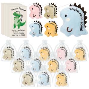 Hotop 36 Sets Valentines Dinosaur Gifts Bulk Dinosaur Plush Keychains Set Dino Stuffed Animals Dino Party Favors for Student School Classroom Exchange Prizes Coworker Employee Appreciation Gifts